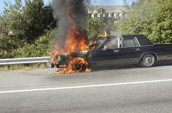Pożar w samochodzie